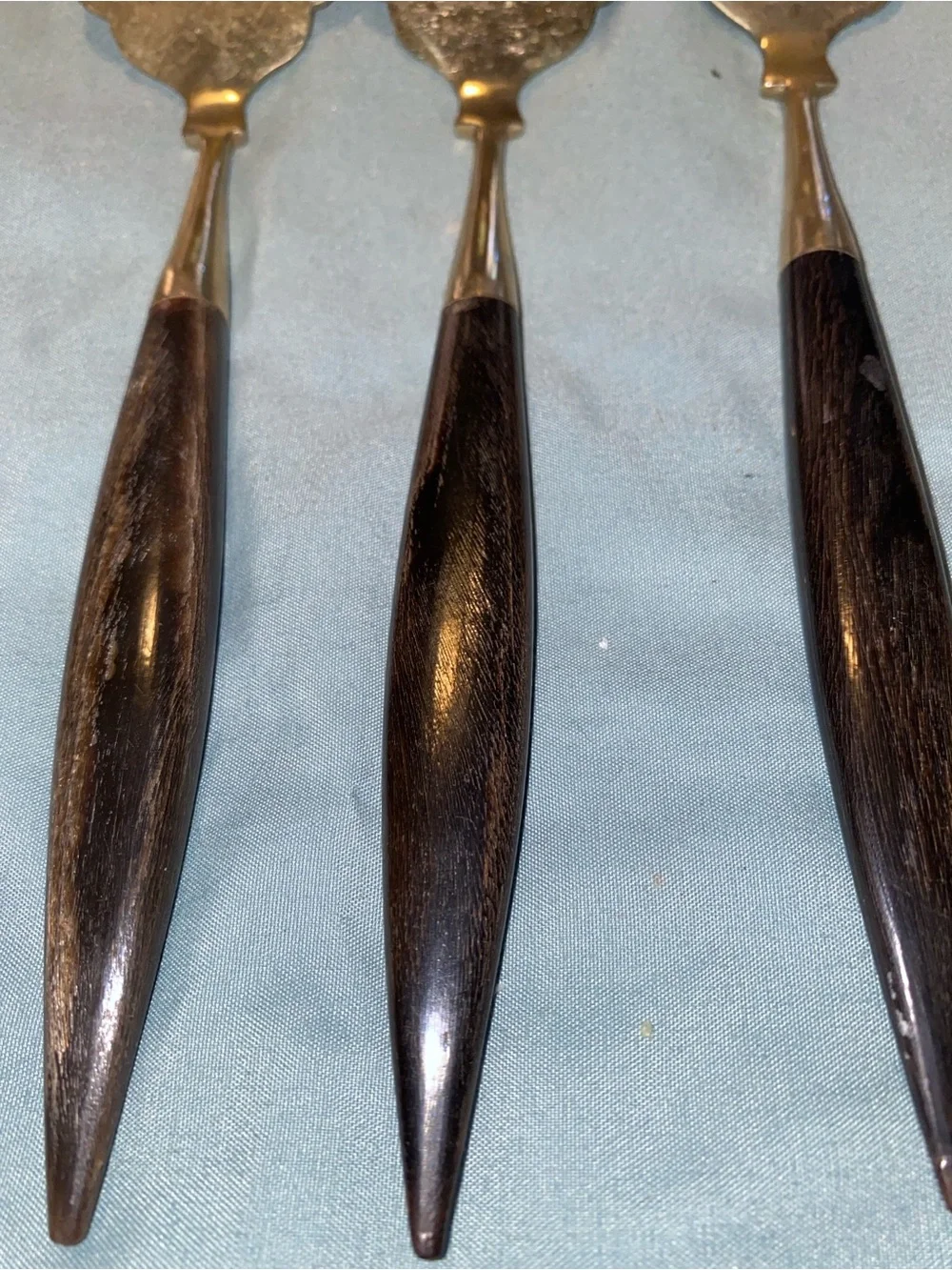 Rare Find Vintage Dark Wood Handle Seafood Forks - Set of 4